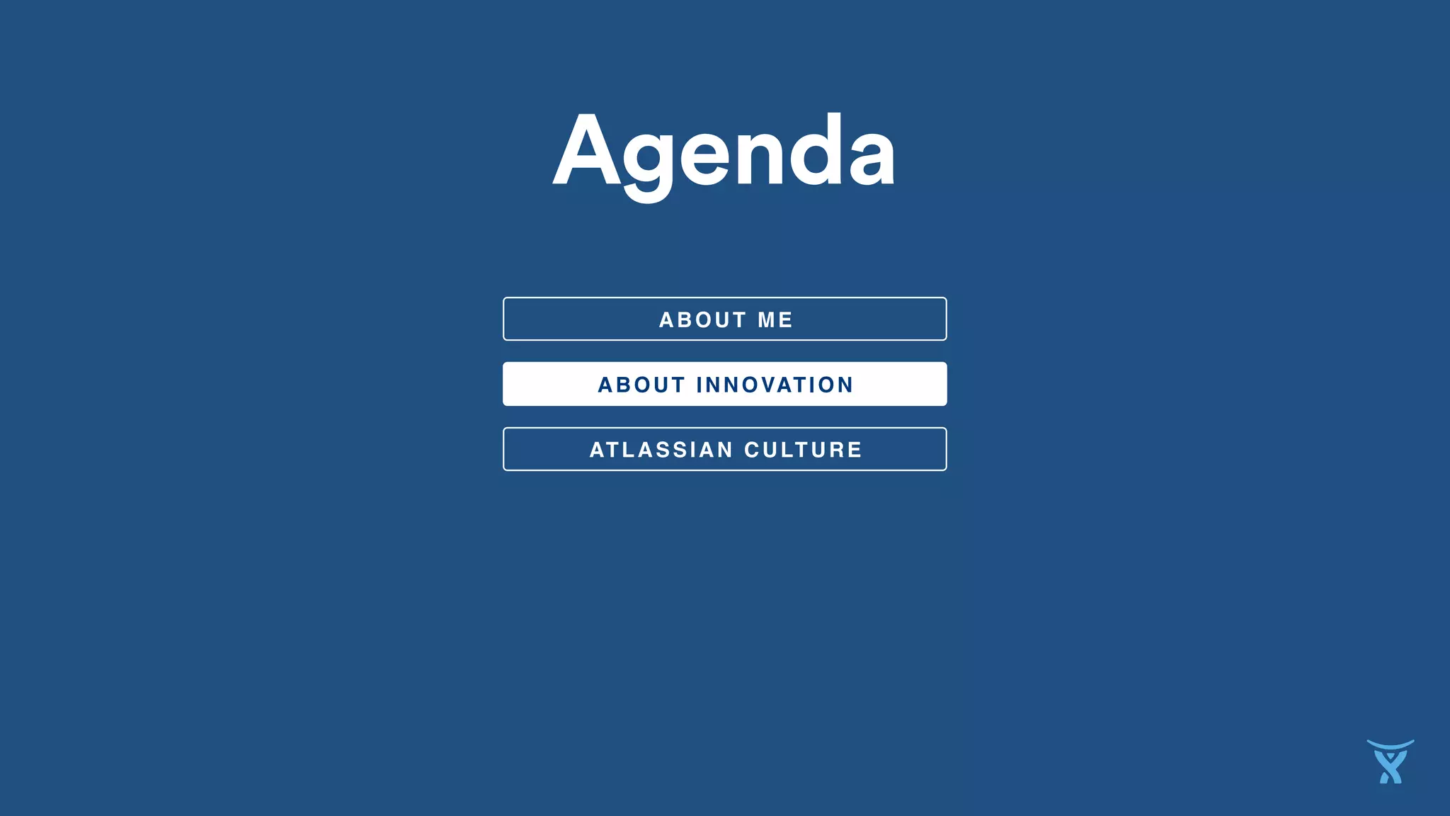 ABOUT INNOVATION
ABOUT ME
ATLASSIAN CULTURE
Agenda
 