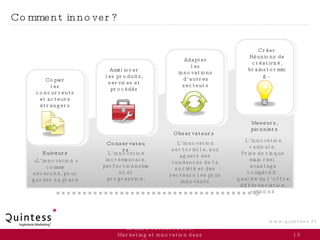 Comment innover? EFMA, 8 octobre 2008, Marketing et innovation dans l’assurance Copier les concurrents et acteurs étranger...