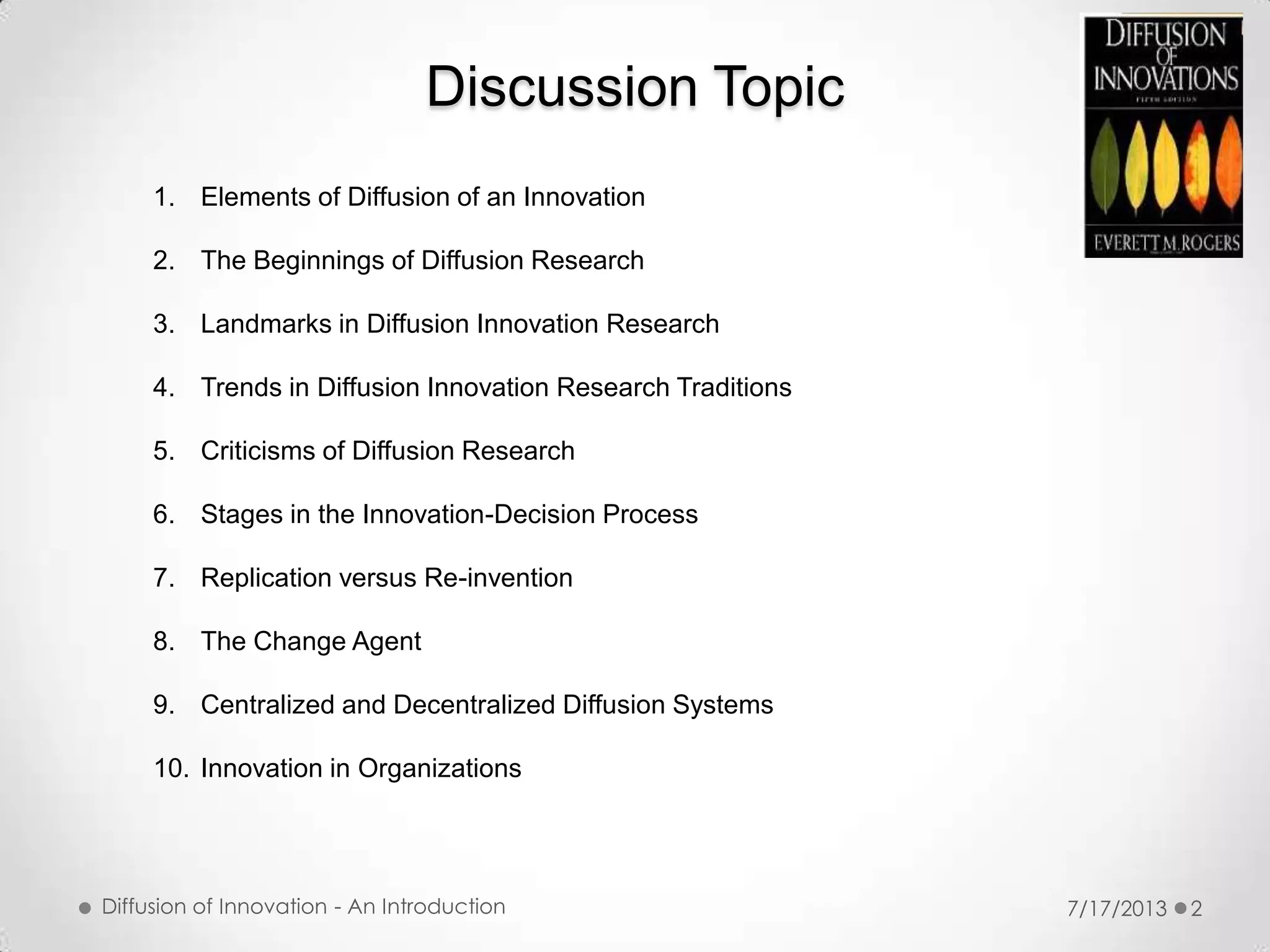 Innovation diffusion (Everett Rogers) | PPTX
