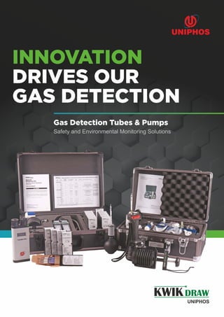 INNOVATION
DRIVES OUR
GAS DETECTION
KWIKDRAW
UNIPHOS
Safety and Environmental Monitoring Solutions
Gas Detection Tubes & Pumps
 