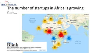 The number of startups in Africa is growing
fast...
 
