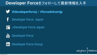 Developer Force
@developerforcej / #forcedotcomjp
Developer Force Japan
+Developer Force Japan
Developer Force
Developer Force Group
Tuesday, February 18, 14

 