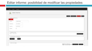 Editar informe: posibilidad de modificar las propiedades 
 