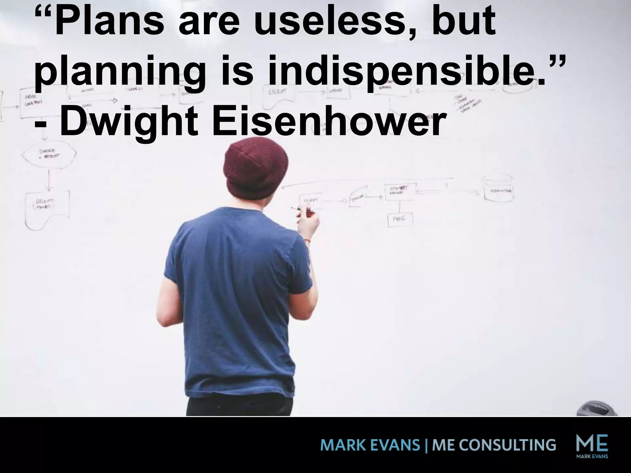 “Plans are useless, but
planning is indispensible.”
- Dwight Eisenhower
 