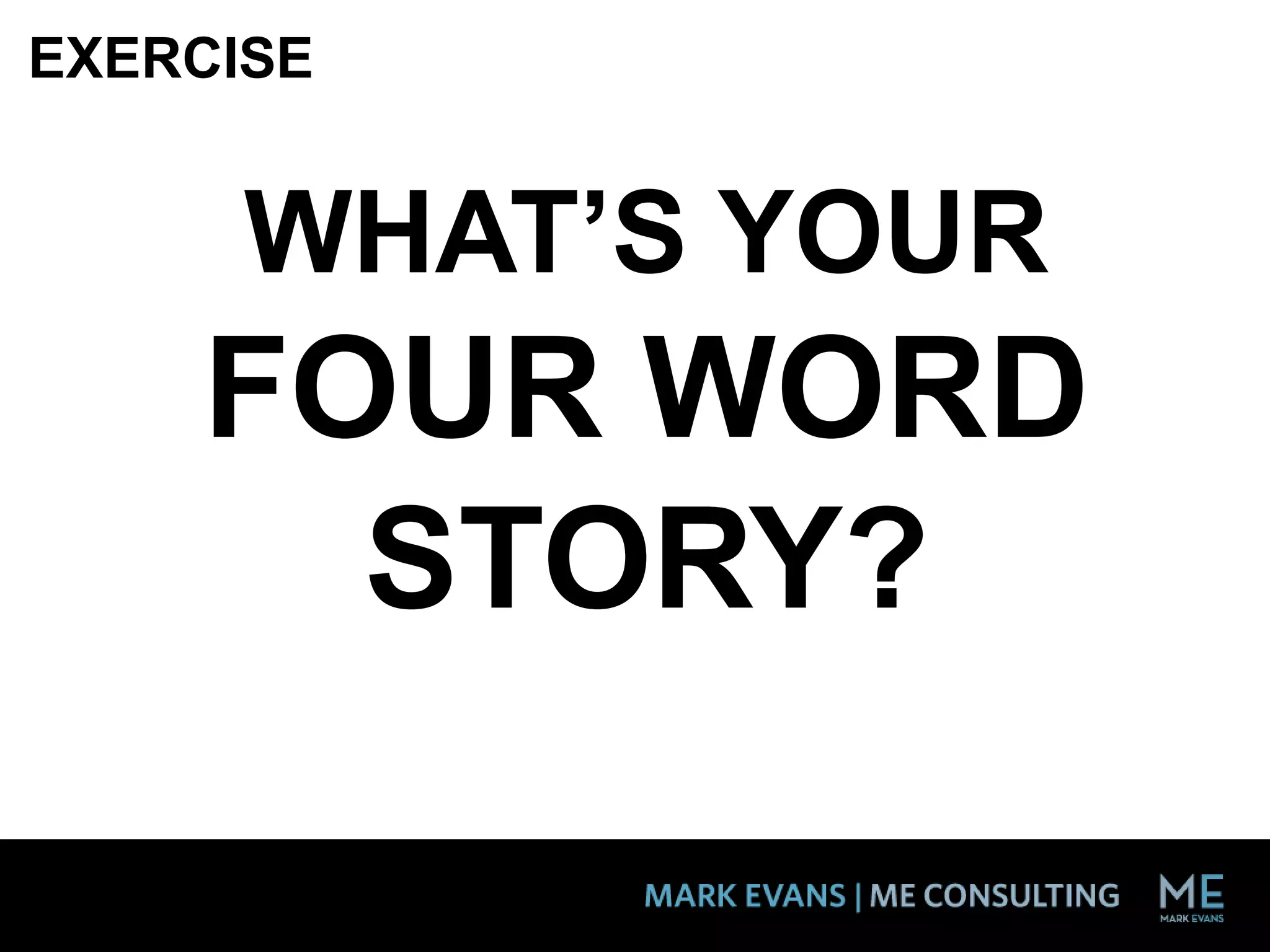 WHAT’S YOUR
FOUR WORD
STORY?
EXERCISE
 