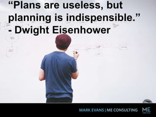 “Plans are useless, but
planning is indispensible.”
- Dwight Eisenhower
 