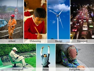 Arbeid                       Utdanning                          Energi                    Transport
                                                                                    Sosiale ulikheter



Foto: Tiberiu ANA
                                Foto: FotoGav                   Foto: World Bank           Foto: Honou


             ARBEID                             HELSE                       UTDANNING                    MILJØ



                    Demografi                           Helse                           Fattigdom
 