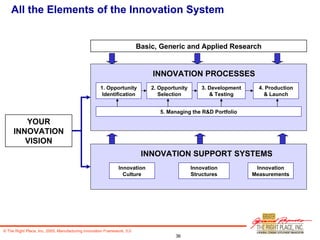All the Elements of the Innovation System Basic, Generic and Applied Research YOUR INNOVATION VISION INNOVATION PROCESSES ...