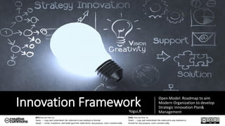 Innovation Framework Open Model: Roadmap to aim
Modern Organization to develop
Strategic Innovation Plan&
ManagementYogui,R
 