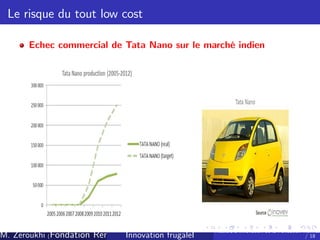 Le risque du tout low cost
Echec commercial de Tata Nano sur le marché indien

M. Zeroukhi (Fondation Rennes 1, CREM -frugaleI )
Innovation CNRS

Ateliers d’
innovation de la Fondation Rennes
/ 18

 