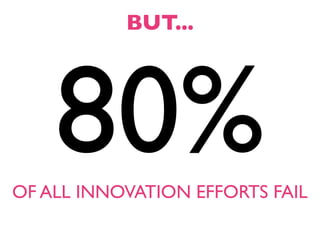 BUT...




    80%
OF ALL INNOVATION EFFORTS FAIL
 