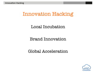 InnovaXon	
  Hacking	
  

	
  

	
  

	
  	
  

Innovation Hacking 

Local Incubation

Brand Innovation

Global Acceleration

 