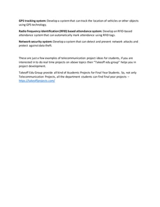 Innovative Ideas of Telecommunication Projects for Final Year Students ...