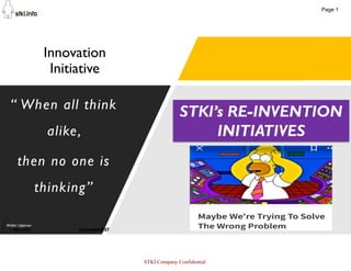 67
Innovation
Initiative
“ When all think
alike,
then no one is
thinking”
Walter Lippman
Page 1
STKI Company Confidential
 
