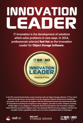 2014 Object Storage Software Innovation leader Voted by IT Pros