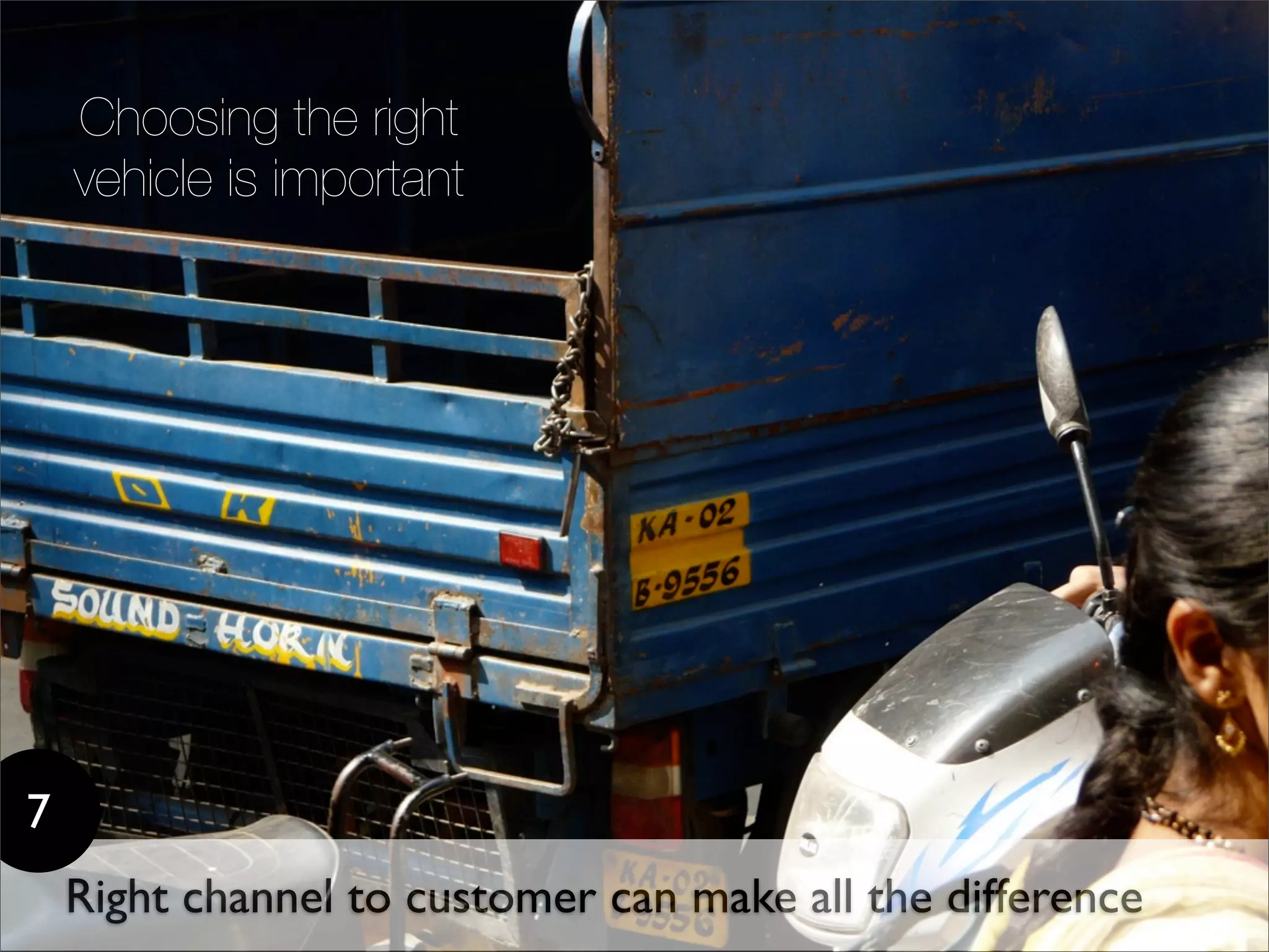 Choosing the right
    vehicle is important




7
    Right channel to customer can make all the difference
 
