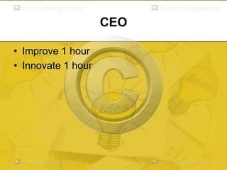 CEO
• Improve 1 hour
• Innovate 1 hour

 