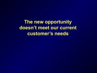 The new opportunityThe new opportunity
doesn’t meet our currentdoesn’t meet our current
customer’s needscustomer’s needs
 