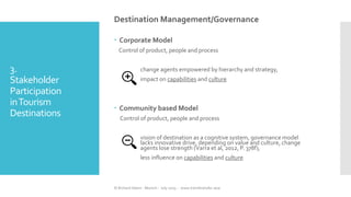 3.
Stakeholder
Participation
inTourism
Destinations
Destination Management/Governance
 Corporate Model
Control of product...