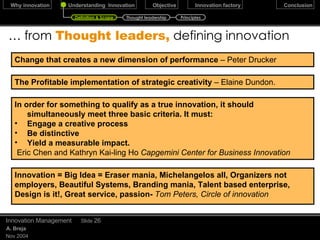 Cut - Throat   Competition December 17, 2009 Innovation Management Slide  Death by a thousand cuts Don Moyer – Harvard Business Review Feb 2005 Definition & Scope Thought leadership Principles 