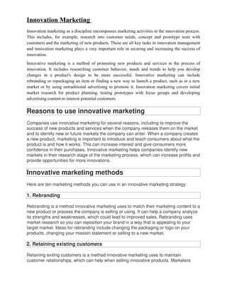 Selling Innovation Innovation Marketin-reasons to use innovation | DOCX