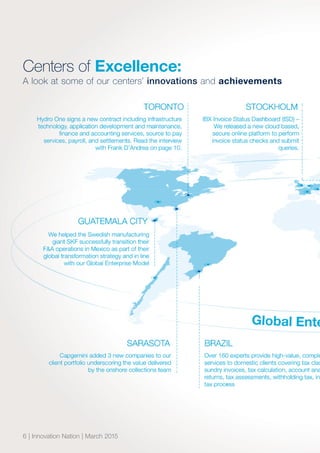 6 | Innovation Nation | March 2015
Centers of Excellence:
A look at some of our centers’ innovations and achievements
 
