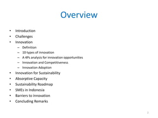 Innovation of small medium enterprises for sustainability | PDF