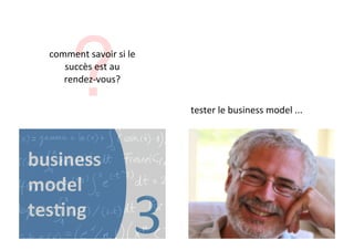 ?
  comment*savoir*si*le*
     succès*est*au*
     rendezDvous?

                          tester*le*business*model*...




business'
model
tes5ng
                     3
 
