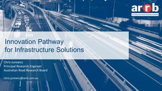 Innovation Pathway
for Infrastructure Solutions
Chris Jurewicz
Principal Research Engineer
Australian Road Research Board
chris.jurewicz@arrb.com.au
 