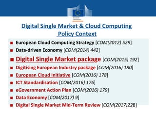 Digital Single Market & Cloud Computing
Policy Context
■ European Cloud Computing Strategy [COM(2012) 529]
■ Data-driven E...