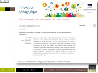 Institut Mines-Télécom
Classe
inversée
9-12-2015 Quelques dimensions pour aborder l’innovation pédagogique19
 