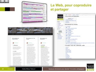 Institut Mines-Télécom
Et le numérique pour la classe inversée ?
9-12-2015 Quelques dimensions pour aborder l’innovation pédagogique23
 