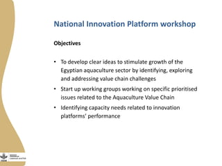 Innovation platforms in the aquaculture value chain in Egypt (in Arabic)