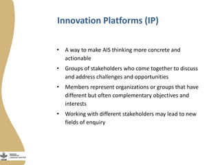 Innovation platforms in the aquaculture value chain in Egypt