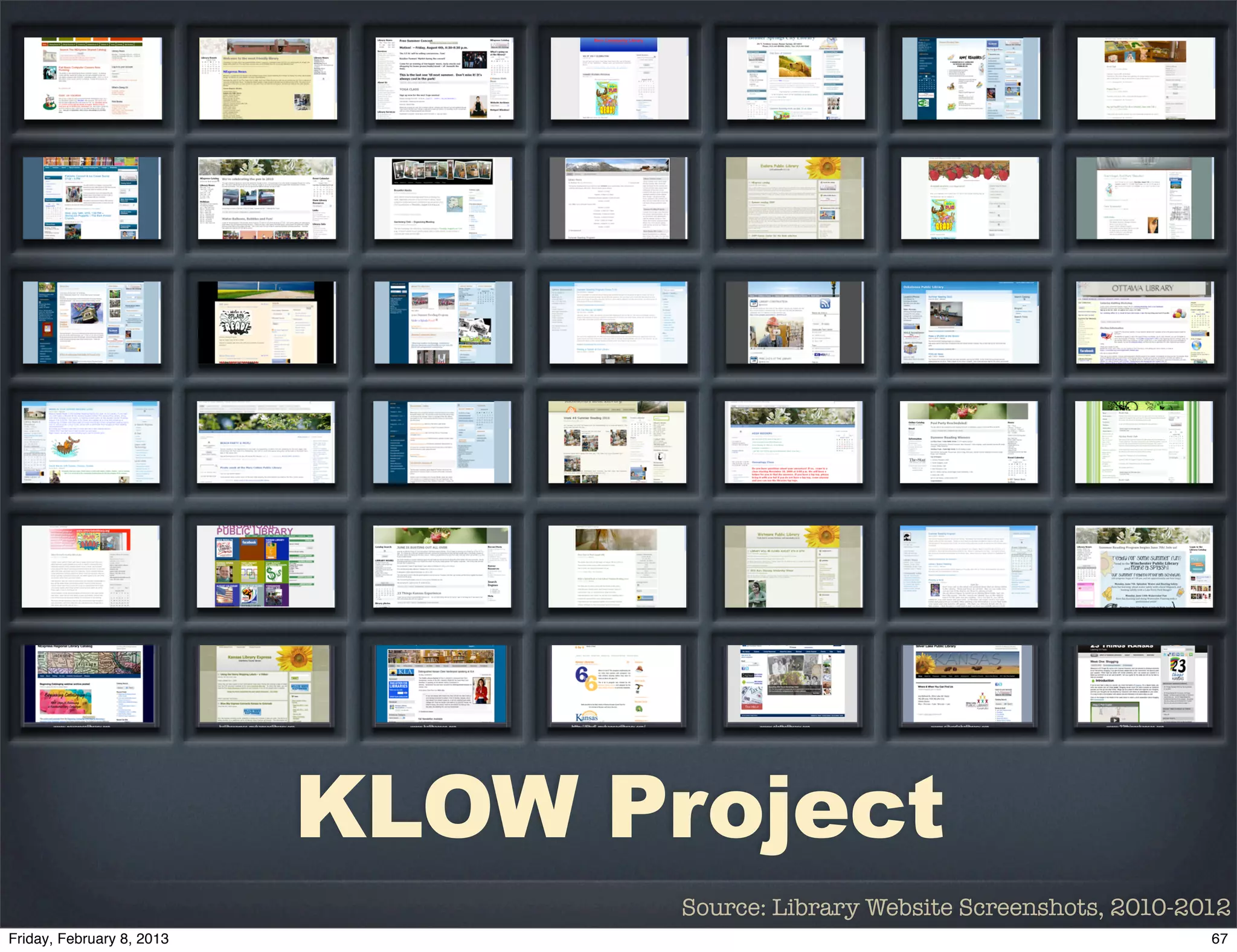 KLOW Project
       Source: Library Website Screenshots, 2010-2012
 