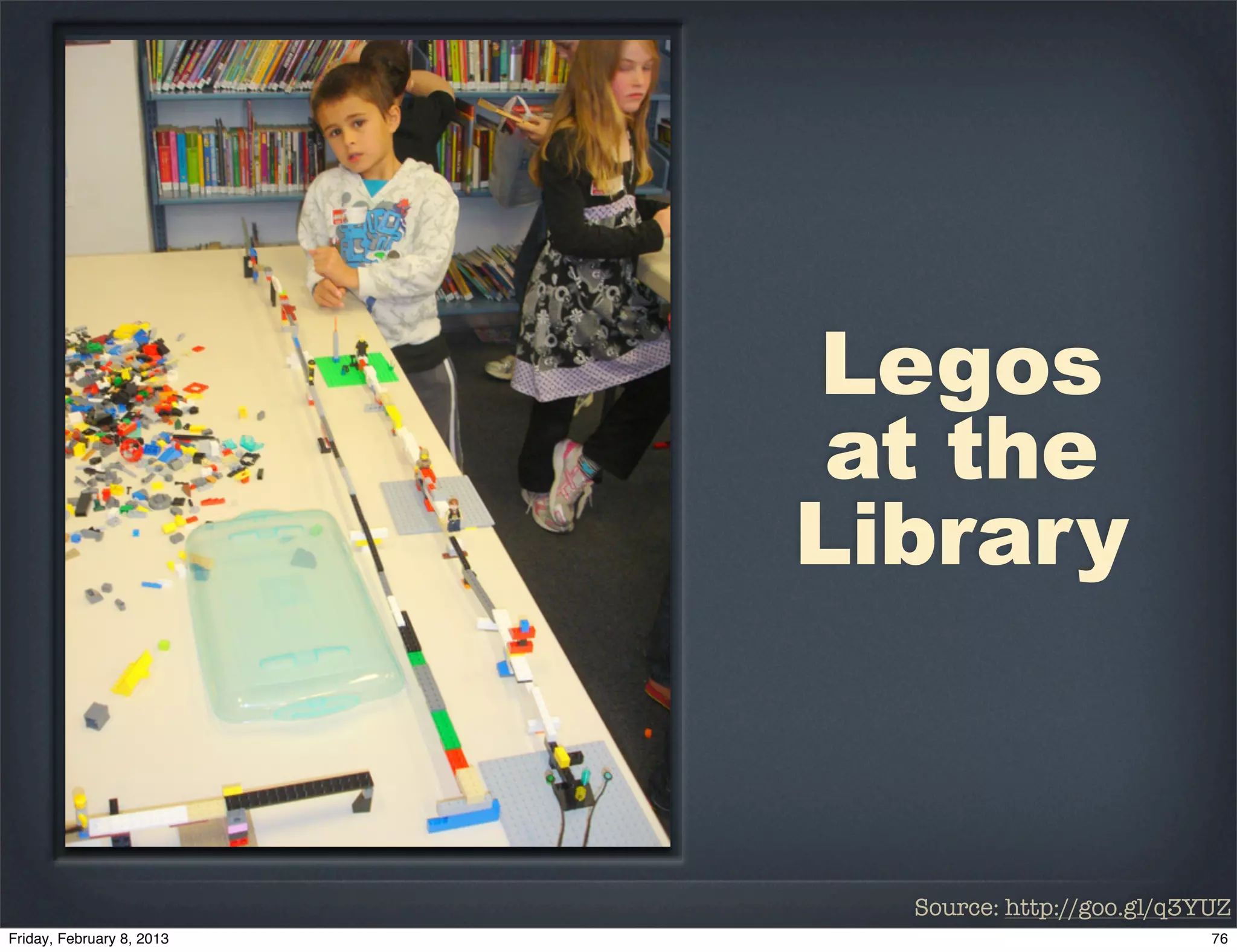 Legos
 at the
Library



  Source: http://goo.gl/q3YUZ
 