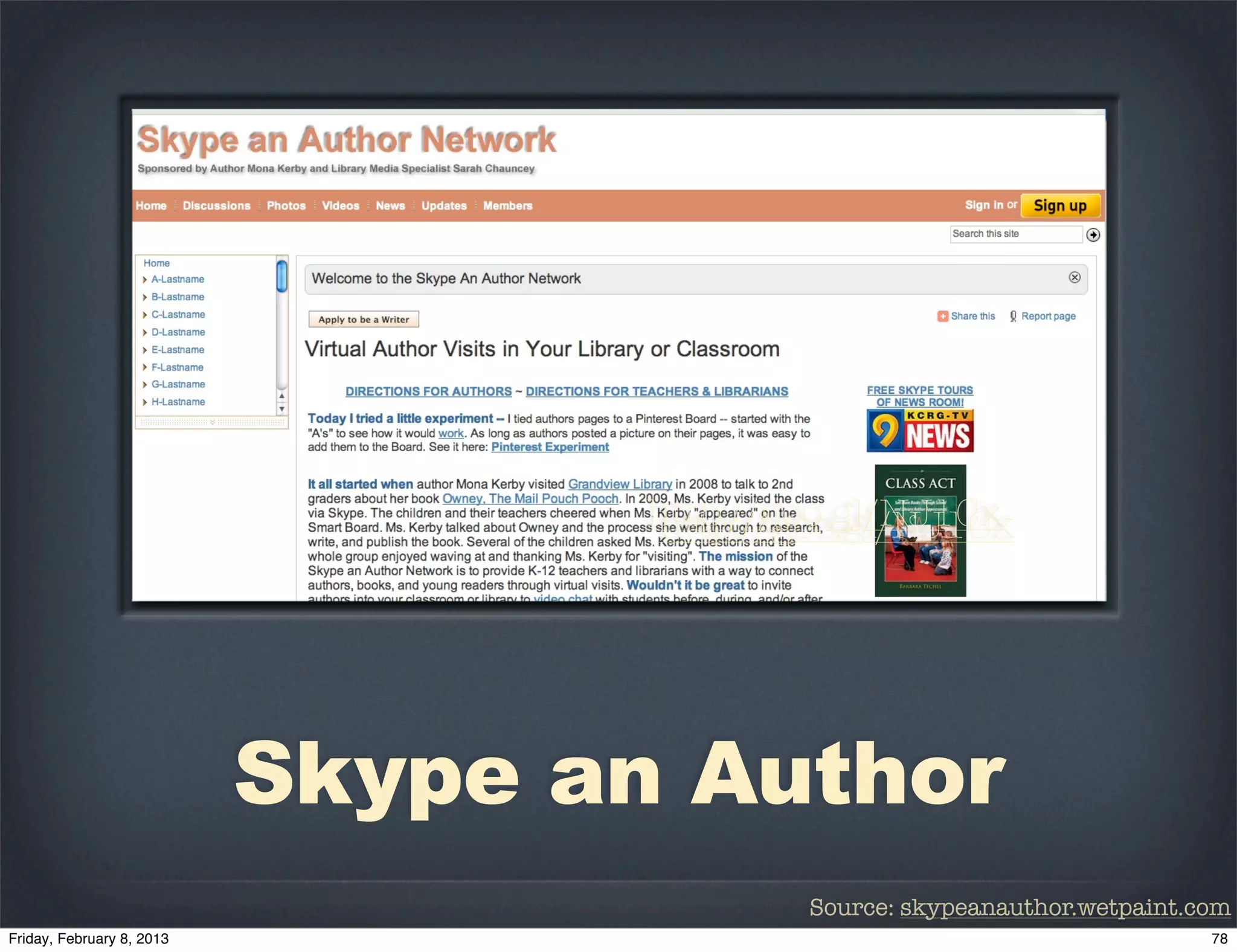 http://goo.gl/NJ1Cx
        http://goo.gl/NJ1Cx




Skype an Author
                Source: skypeanauthor.wetpaint.com
 