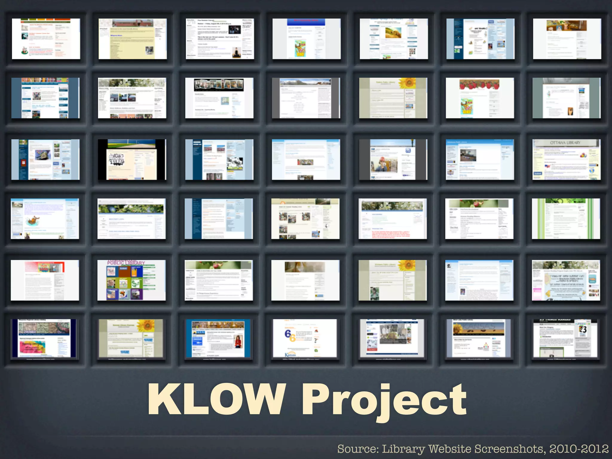 KLOW Project
       Source: Library Website Screenshots, 2010-2012
 