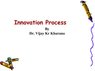 Innovation Process
               By
     Dr. Vijay Kr Khurana
 