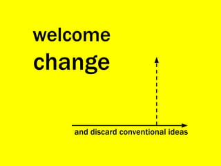 welcome
change

   and discard conventional ideas
 