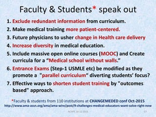 Faculty & Students* speak out
1. Exclude redundant information from curriculum.
2. Make medical training more patient-cent...