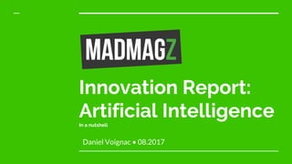 Innovation Report:
Artificial IntelligenceIn a nutshell
Daniel Voignac • 08.2017
 
