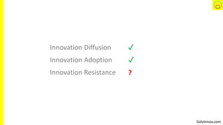 SolvInnov.com
Innovation Diffusion
Innovation Adoption
Innovation Resistance
✓
✓
?
 