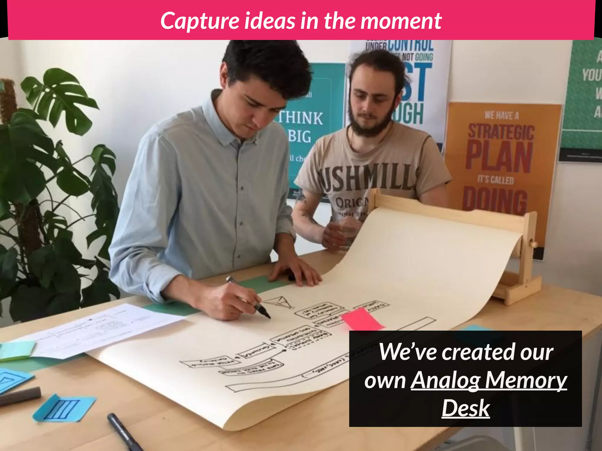 Capture ideas in the moment
We’ve created our
own Analog Memory
Desk