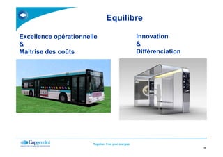 Equilibre
Excellence opérationnelle
&
Maitrise des coûts
Innovation
&
Différenciation
Together. Free your energies
18
 