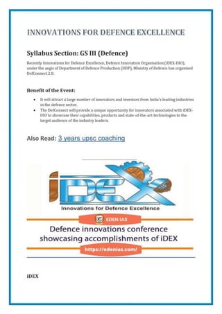 INNOVATIONS FOR DEFENCE EXCELLENCE