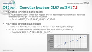 IBM Power Systems - IBM i
© IBM France 2016
TS
U
RB
D
I
D
I
History TABLE RE
Delete
CHG
Temporal TABLE RB RE TS CHG
I
U
I
USR
Tom
Nick
Tom
Jim
Jim
USR
Tom
Tom
Nick
History table stores previous versions of a system-period temporal table’s rows
o ROW BEGIN (RB) Column – Birth
o ROW END (RE) Column – Death
o Data Change Operation (CHG) – ‘D’ for DELETE
o Session User (USR) – user identity for the delete
21
Animation time
 