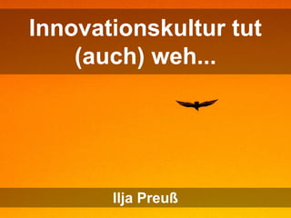 Freiraum tut (auch) weh...
Sandra Reupke-Sieroux & Ilja Preuß
Innovationskultur tut
(auch) weh...
Ilja Preuß
 