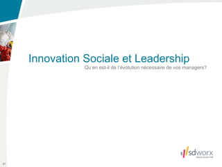 Innovation Sociale et Leadership
                Qu’en est-il de l’évolution nécessaire de vos managers?




87
 