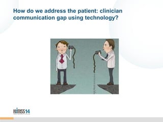 How do we address the patient: clinician
communication gap using technology?

 